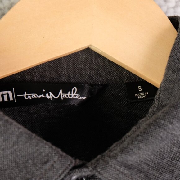 Travis Mathew Polo Mens Small Gray Striped Pima Cotton Knit Preppy Golf - Picture 6 of 8